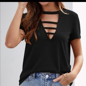 Womens solid cut out tee